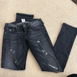 True Religion Distressed Jeans with Crystals
